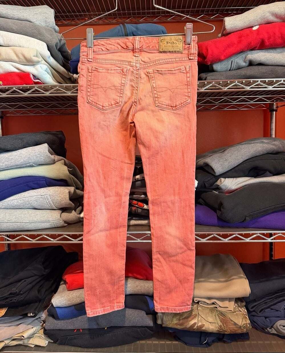 Polo Ralph Lauren Super Skinny Jeans Size 7 Coral Pink Denim